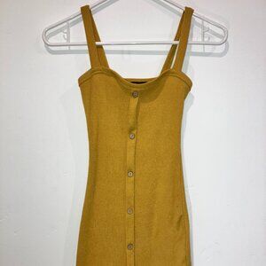 Yellow Button-Up Bodycon Dress